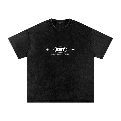 B$T "Rich In Everything" Snow Washed Oversized Cotton T-Shirt